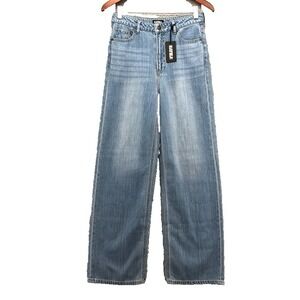 Katie J NYC Jeans Juniors Small Blue Denim Wide Leg High Rise New